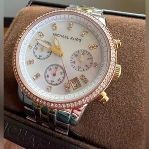 Michael Kors Women's Ritz Tri-Tone Watch (needs battery)